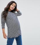 Asos Maternity Stripe T-shirt With Long Sleeve In Oversize Fit - Multi