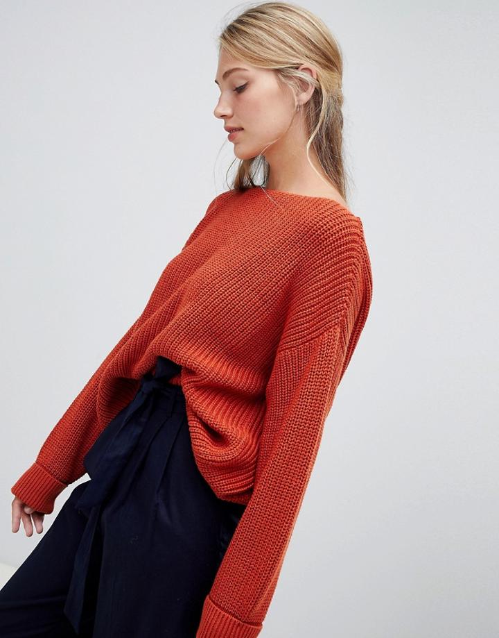 French Connection Millie Mozart Slash Neck Sweater-copper