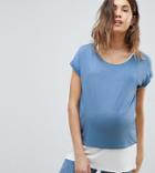 Asos Design Maternity Nursing T-shirt With Double Layer - Blue
