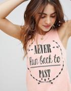 Brave Soul Slogan Tank With Split Back - Pink