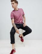 Original Penguin Mercerized Pique Tipped T-shirt Small Logo In Dark Red - Red
