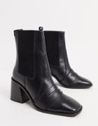 Asos Design Rocket Leather Loafer Boots In Black