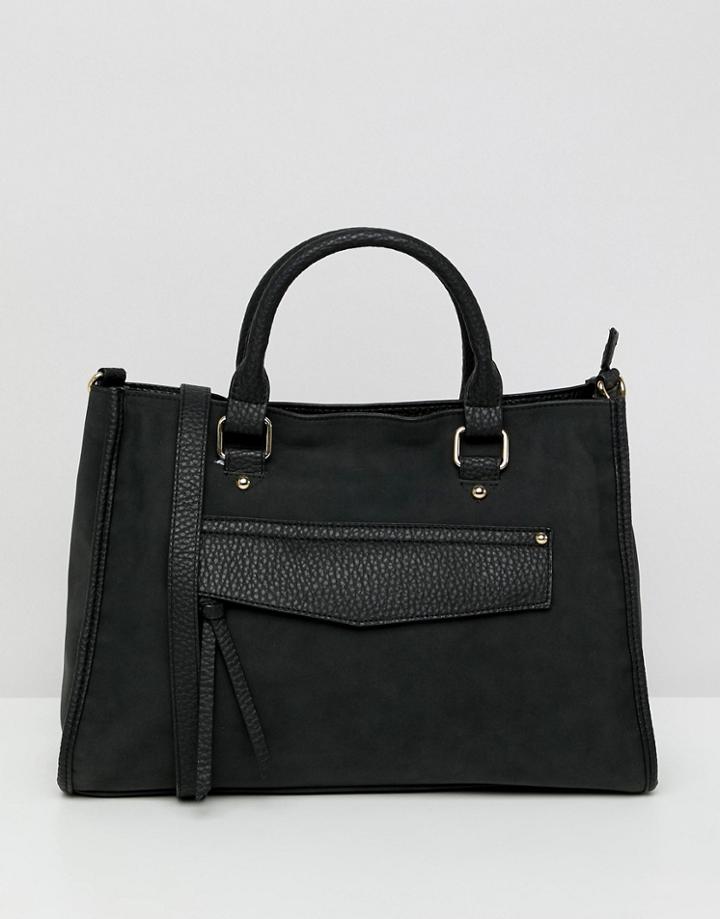 Asos Design Hidden Pocket Soft Tote - Black