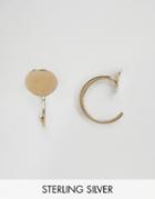 Asos Gold Plated Sterling Silver Circle Through Earrings - Gold