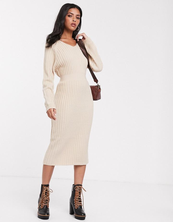 Lost Ink Ribbed Knit Midi Dress