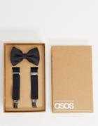 Asos Design Suspender And Bow Tie Set In Black