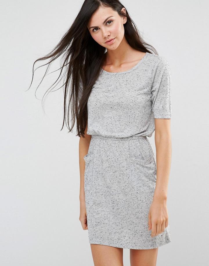 Jdy Skater T-shirt Dress In Gray - Light Gray Melange