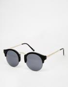 Asos Round Sunglasses With Black And Gold Arm Detail - Black
