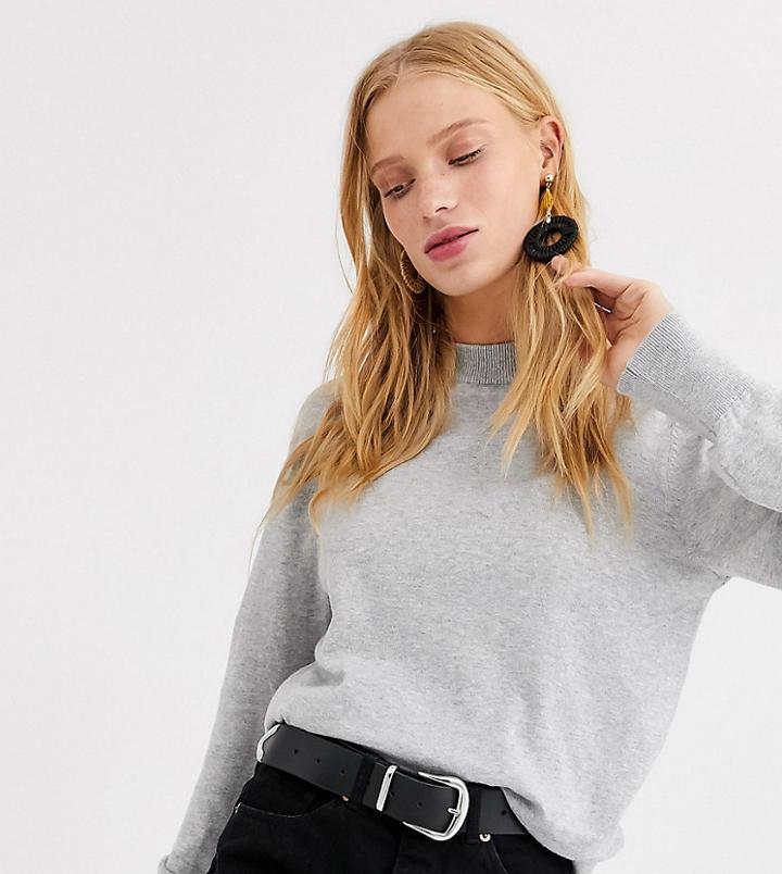 Monki High Neck Lightweight Sweater In Gray