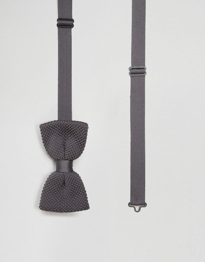 Noose & Monkey Knitted Bow Tie - Gray
