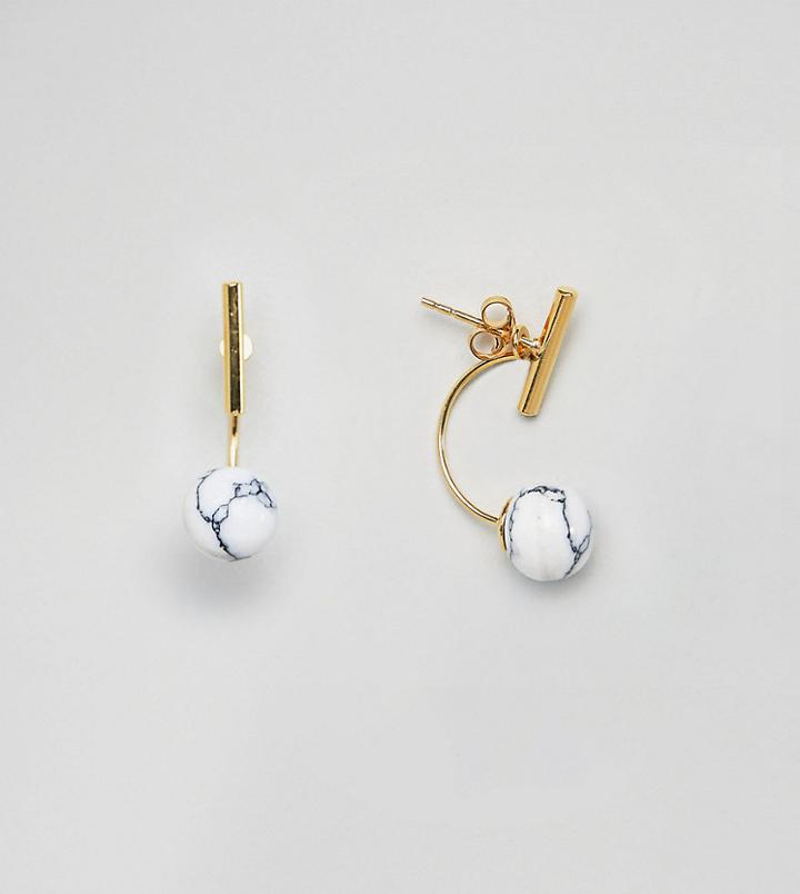 Asos Design Gold Plated Sterling Silver Faux Marble Swing Earrings - Gold
