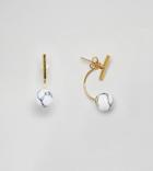 Asos Design Gold Plated Sterling Silver Faux Marble Swing Earrings - Gold