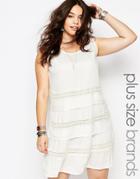 Diya Plus Tiered Dress With Crochet Inserts - White