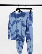 Topshop Tie Dye Co-ord Sweatshirt In Bleached Blue