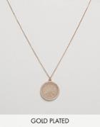 Nylon Rose Gold Plated Filigree Disc Pendant Necklace - Gold