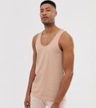 Asos Design Tall Organic Tank In Beige