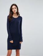 Vila Round Neck Knitted Dress - Navy
