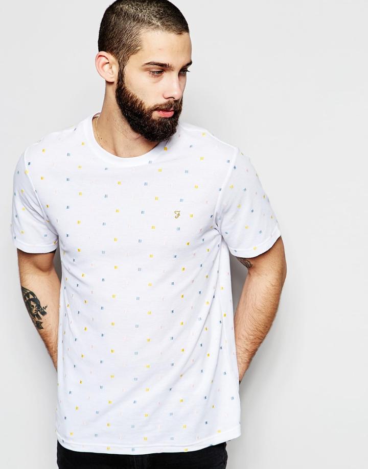 Farah T-shirt With All Over Embroidery Slim Fit - White
