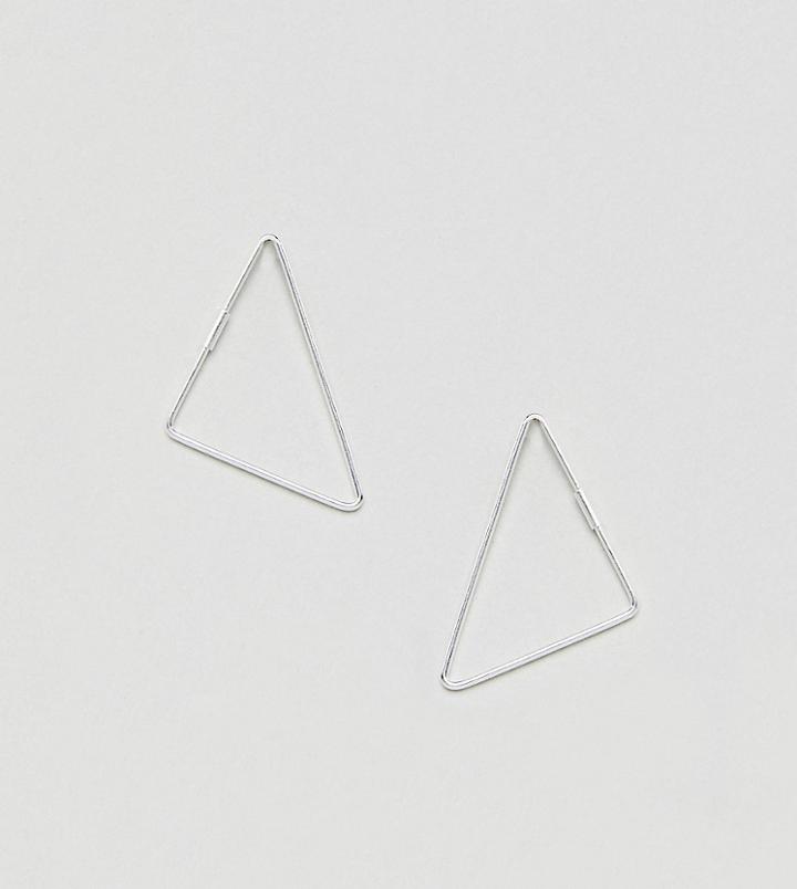 Asos Design Triangle Hoops In Sterling Silver - Silver