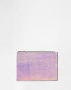 Asos Textured Hologram Zip Top Clutch Bag - Silver