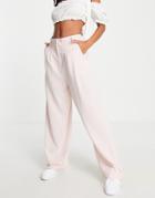 River Island Wide Leg Tailored Pants In Light Pink