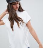 Asos Design Tall Short Sleeve High Neck Top - White