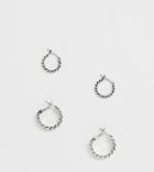 Reclaimed Vintage Inspired 2 Pack Hoop Earring In Burnished Silver Exclusive At Asos - Silver