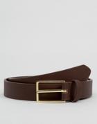 Asos Slim Smart Belt In Brown Faux Leather - Brown