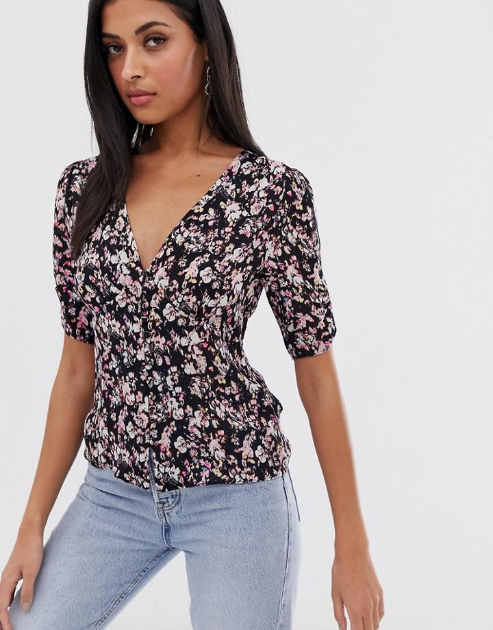 Allsaints Kota Freefall Floral Blouse - Black