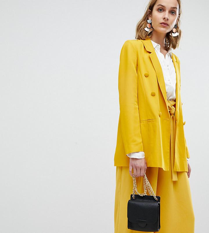River Island Double Breasted Boyfriend Blazer - Yellow