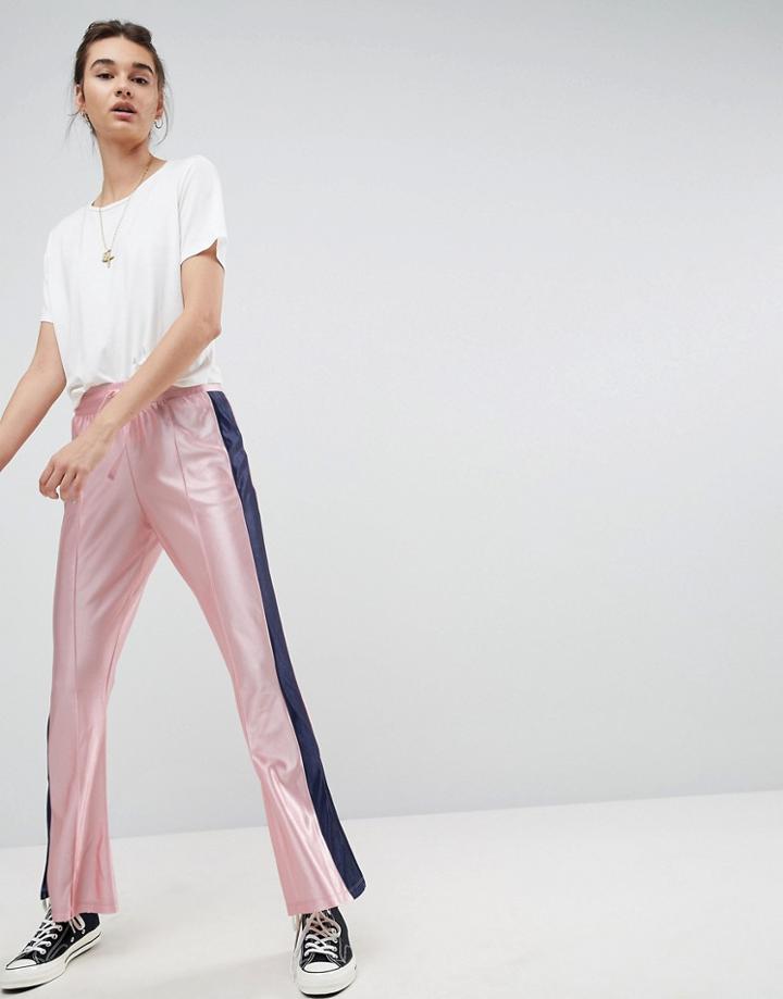 Asos Trackpants With Split Hem & Side Stripe - Pink