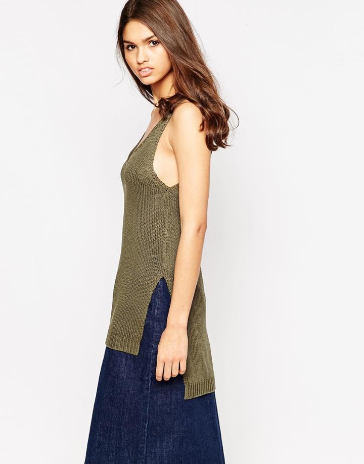 Brave Soul Sweater Vest - Khaki
