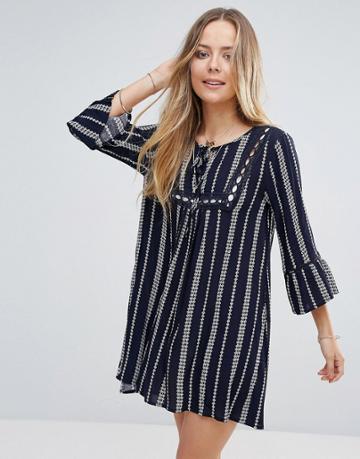Lunik Stripe Smock Dress - Navy