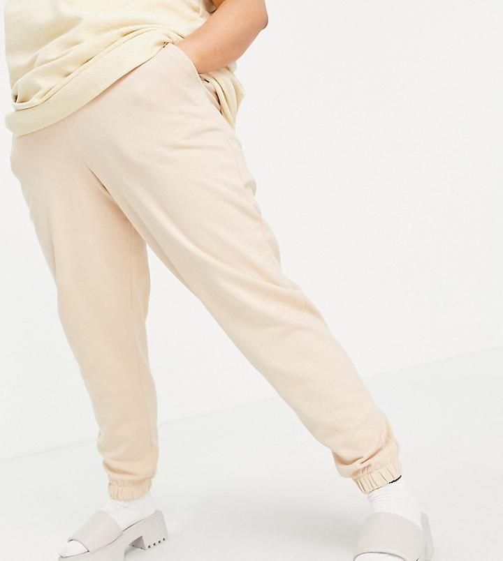 Collusion Plus Exclusive Skinny Sweatpants In Neutral