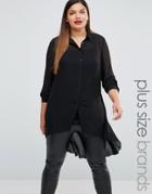 Lovedrobe Longline Sheer Lace Shirt - Black