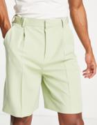 Asos Design Smart Wide Shorts In Peppermint-green