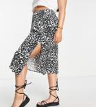 River Island Plus Animal Print Midi Skirt In Black