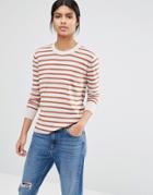 Selected Maia Fine Gage Sweater In Stripe - Rustic Brown Stripe