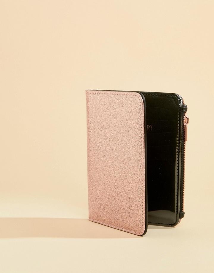 Typo Rose Gold Glitter Classic Passport Holder - Multi