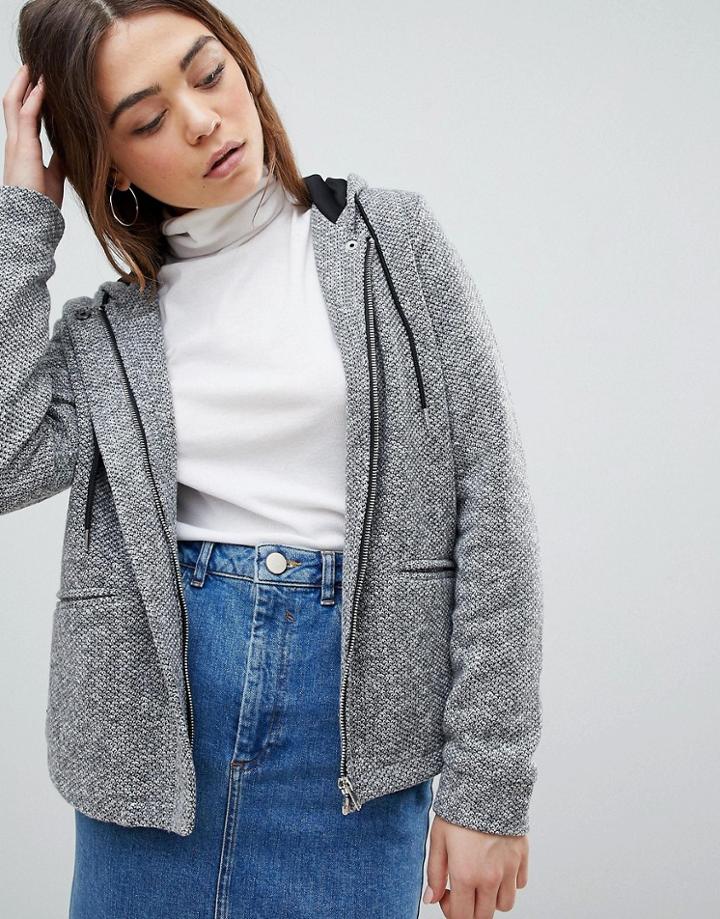 Jdy Short Hooded Jacket - Gray