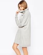 Asos Knit Dress With Zip Detail In Cashmere Mix - Gray