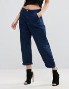 G-star Bronson Shatter Loose Pleate Denim Cropped Relaxed Jeans - Navy