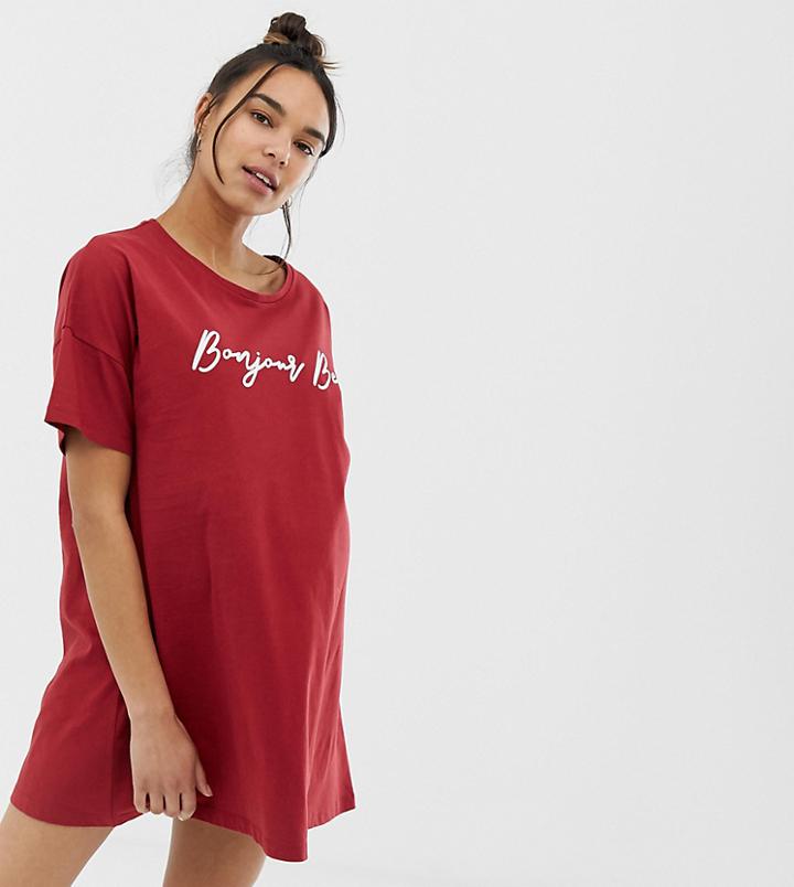 Asos Design Maternity Bonjour Bebe Pyjama Sleep T-shirt - Red