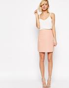 Asos A-line Linen Skirt With Pocket Detail - Nude