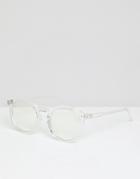 Asos Design Round Glasses In Crystal With Clear Lens - Clear