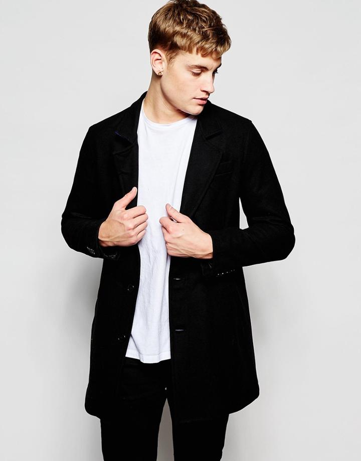 Brooklyn Supply Co Wool Overcoat Loose Fit - Black