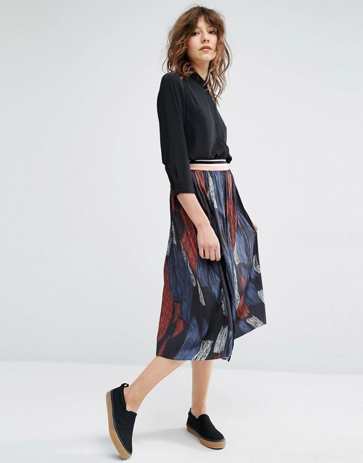 Samsoe & Samsoe Midi Skirt In Swirl Print - Multi