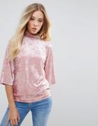 B.young Velvet High Neck Top - Pink
