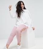 Asos Curve Cropped Legging With Bow Side - Pink