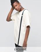 Reclaimed Vintage Oversized T-shirt With Strap Detail - Stone